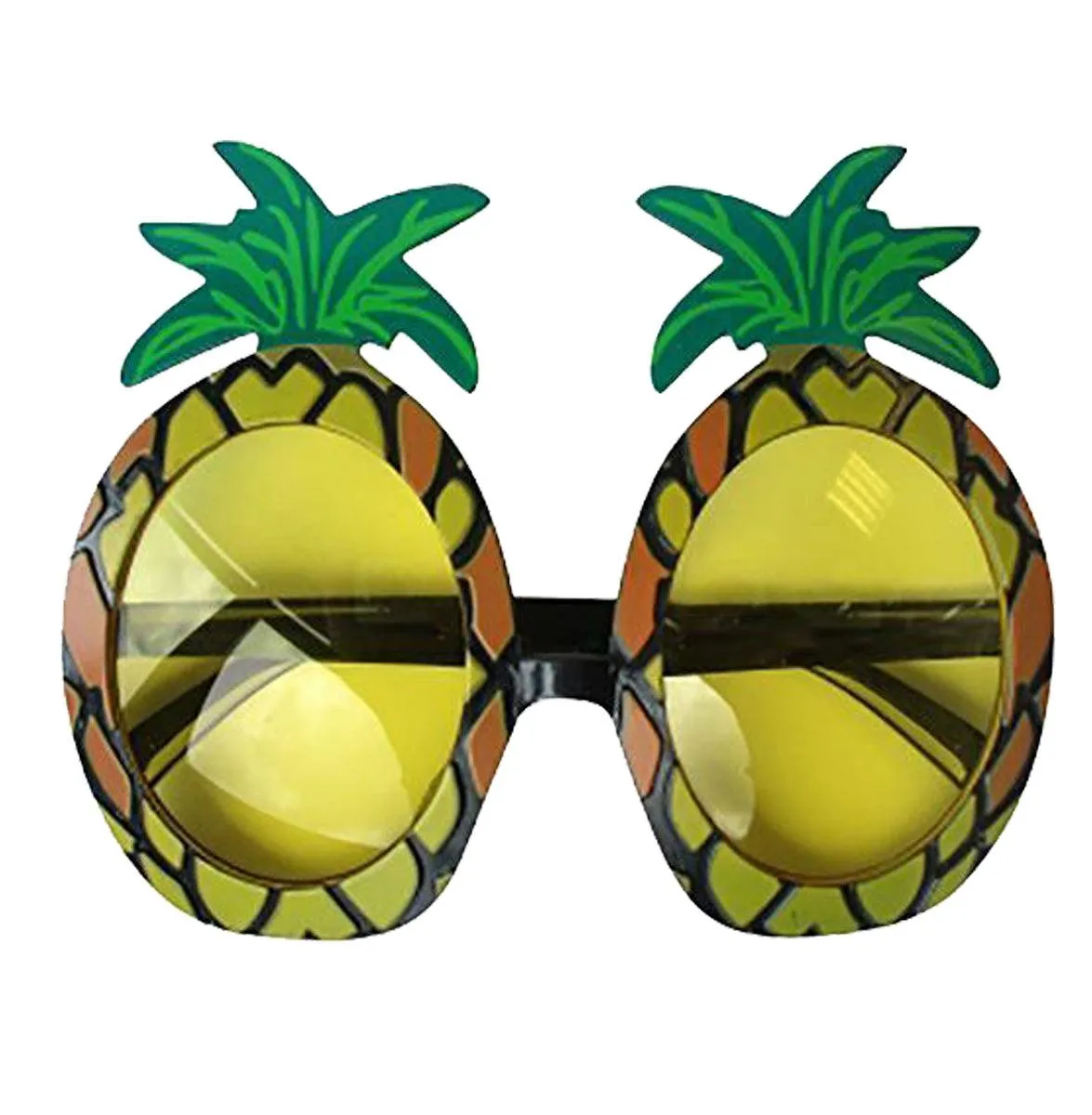 Adults Straw Boater Hat Pineapple Glasses 4Pcs Lei Set Hawaiian Summer Beach Party Fancy Dress