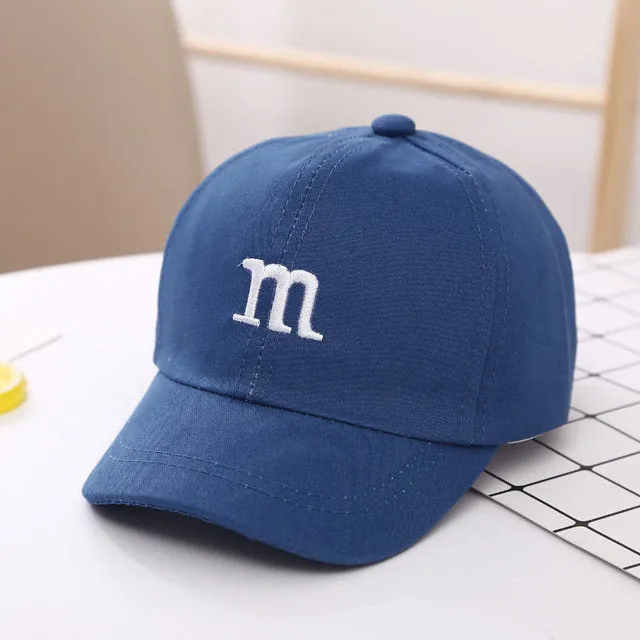 Baseball Cap Boy Letter M Embroidered Children's Cotton Spring and Autumn Hat Cap