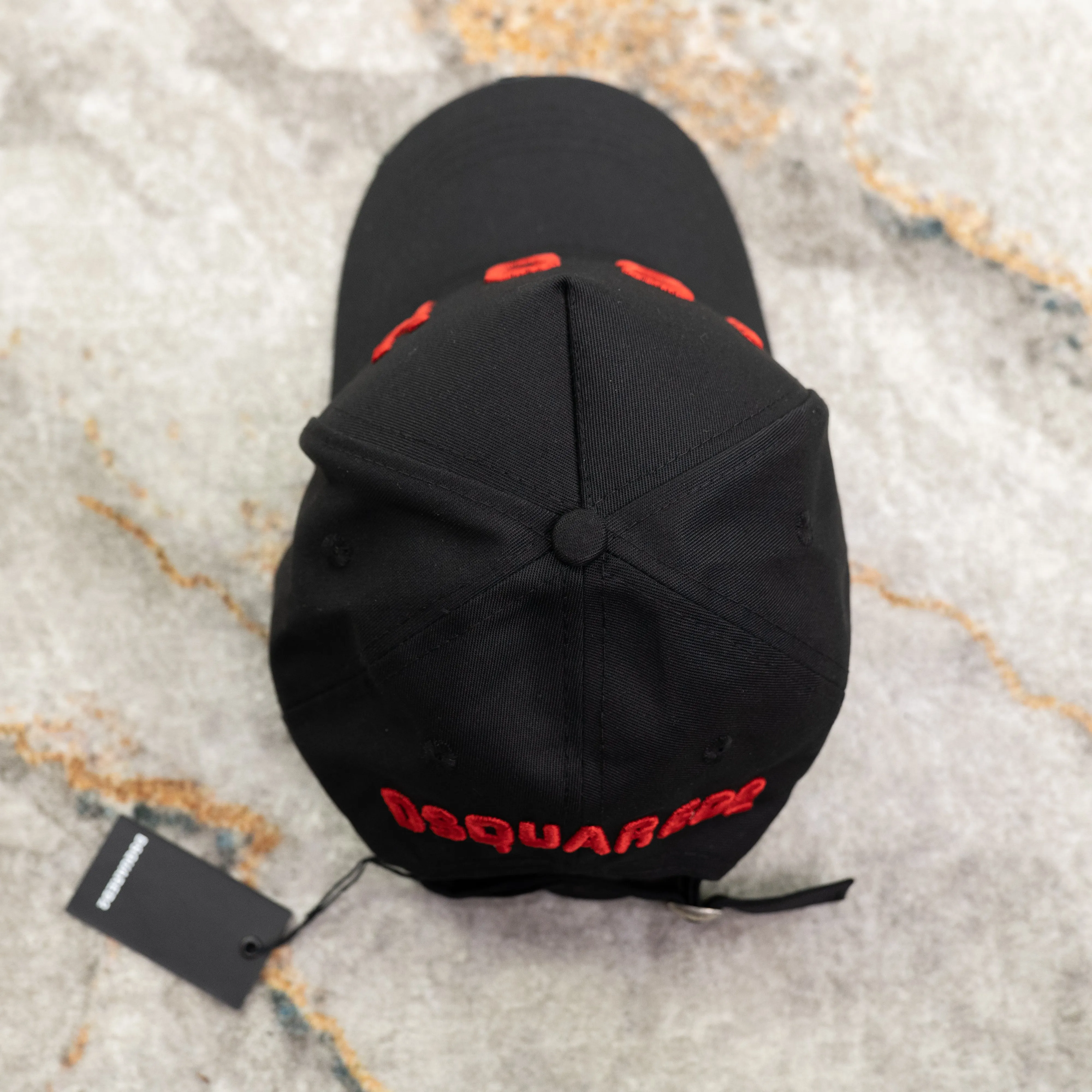 Black And Red Icon Logo Cotton Baseball Cap.