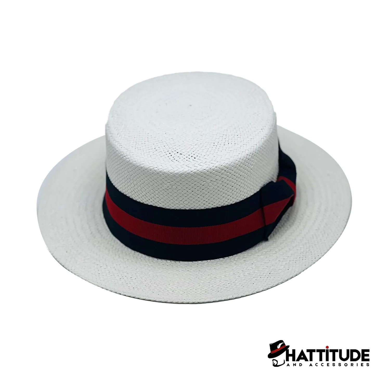 Boater Collection White (Blue-Red Band)