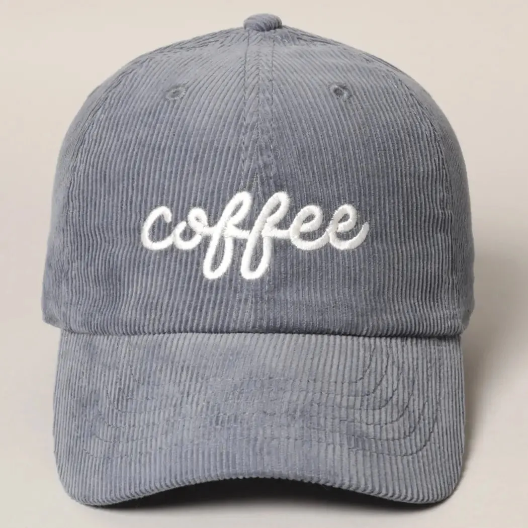 Coffee Embroidered Corduroy Cap- Click to see options