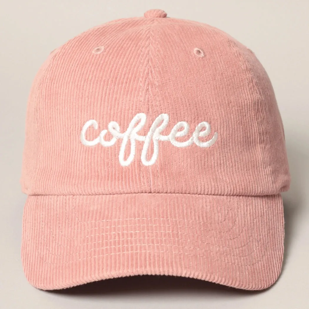 Coffee Embroidered Corduroy Cap- Click to see options