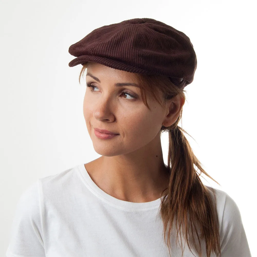 Corduroy Newsboy Cap - Brown