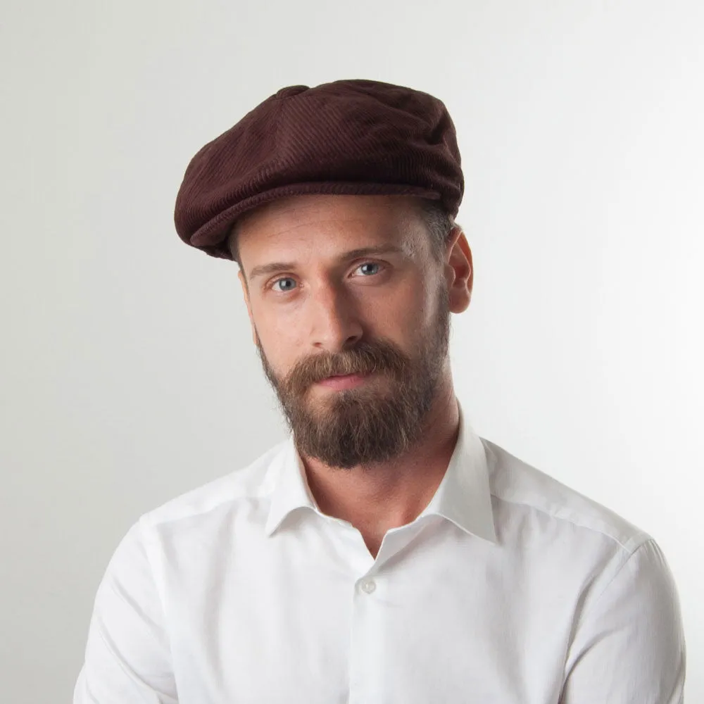 Corduroy Newsboy Cap - Brown