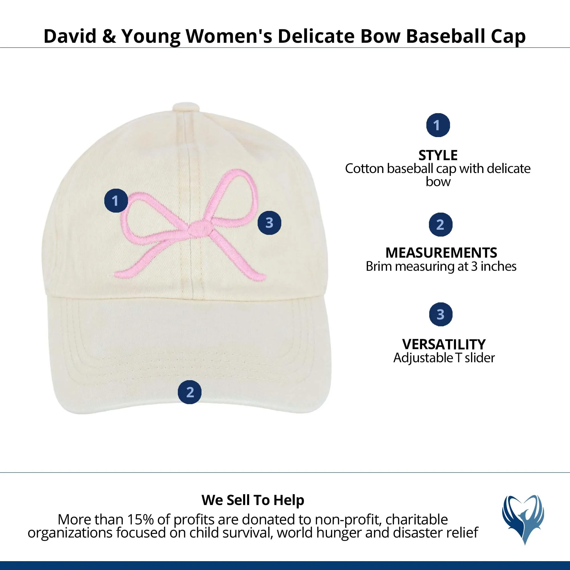 David & Young Women's Delicate Bow Baseball Cap