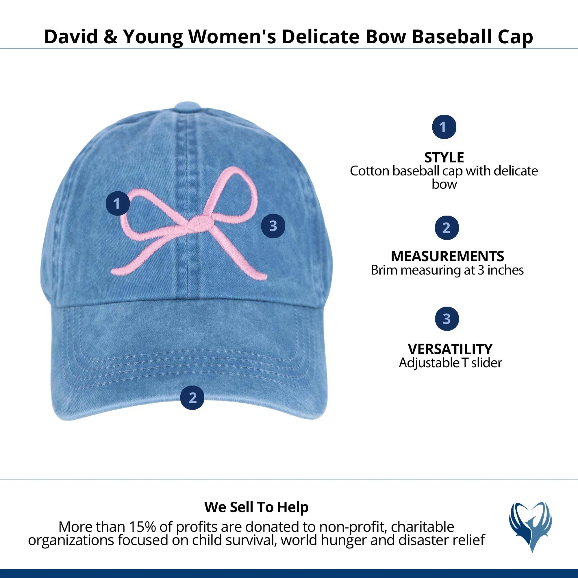 David & Young Women's Delicate Bow Baseball Cap