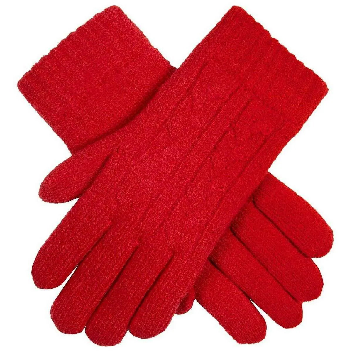 Dents Cable Knit Gloves - Berry Red