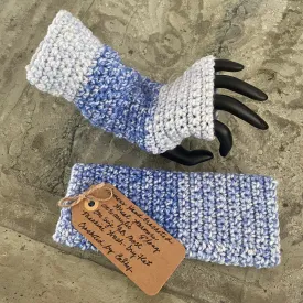 Extra Soft Blue Skies Marbled Gaming Texting Writing Tech Fingerless Gloves Wrist Warmers Outdoor Winter Hiking