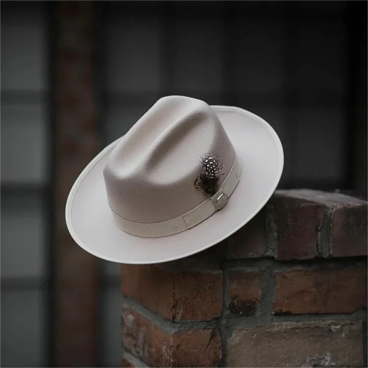 Fashionable Felt Fedora Hat Beige