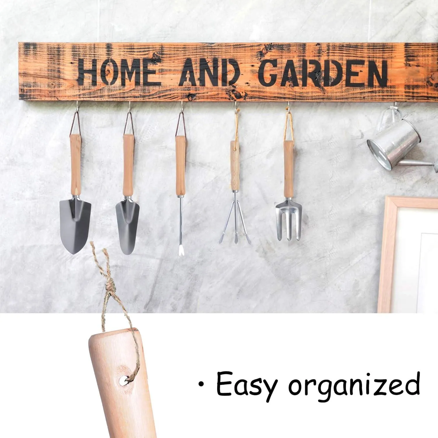 Garden Tool Set 9 Piece Gardening Tools with Ergonomic Wooden Handle Sturdy Stool with Detachable Tool Kit