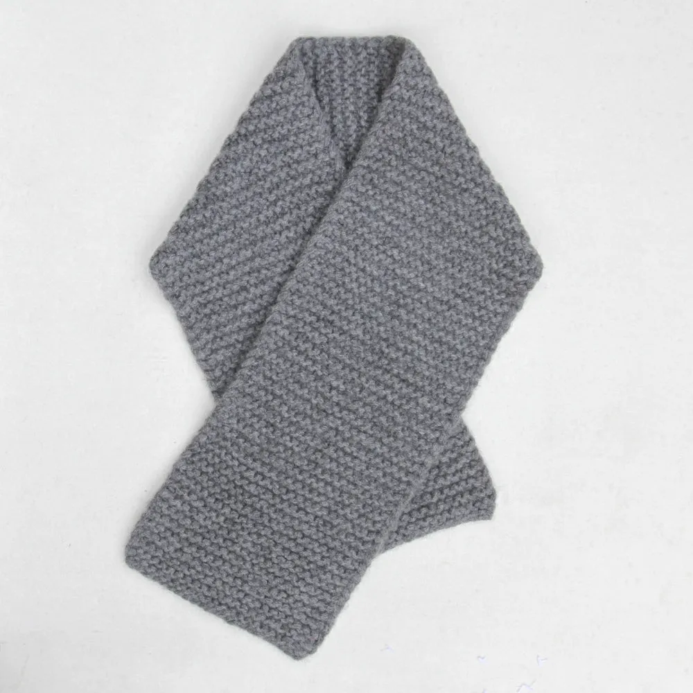 Grey Chunky Cashmere Knitted Scarf