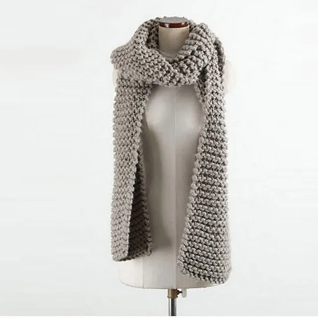 Handmade Chunky Knitted Scarf - Grey