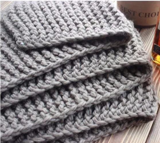 Handmade Chunky Knitted Scarf - Grey