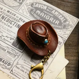 Handmade Leather Cowboy Hat Keychain