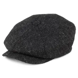 Harris Tweed Taransay Newsboy Cap - Black-Charcoal