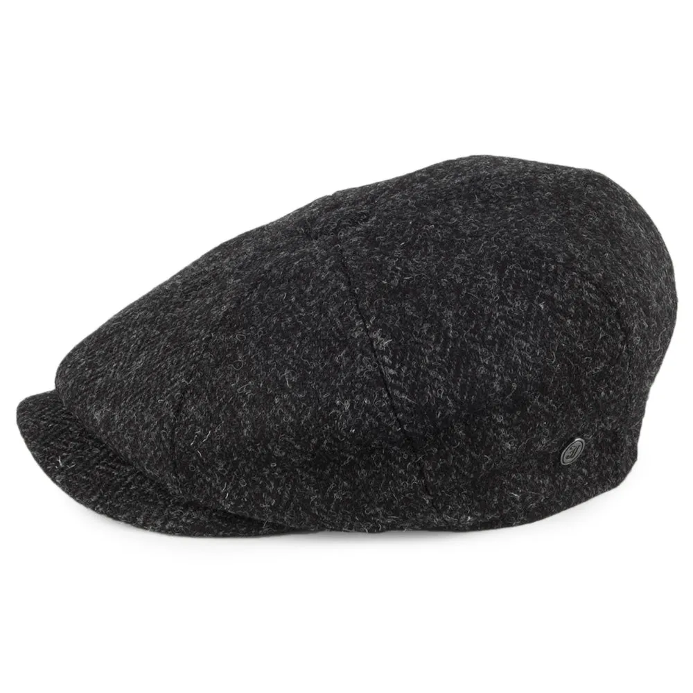 Harris Tweed Taransay Newsboy Cap - Black-Charcoal