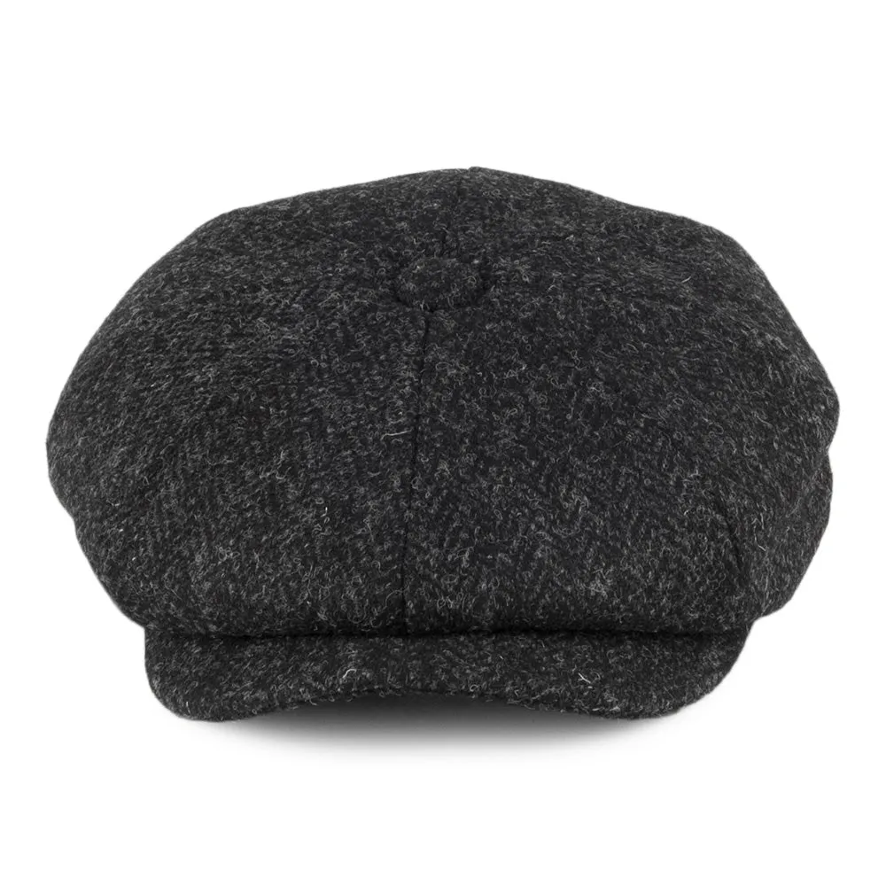 Harris Tweed Taransay Newsboy Cap - Black-Charcoal