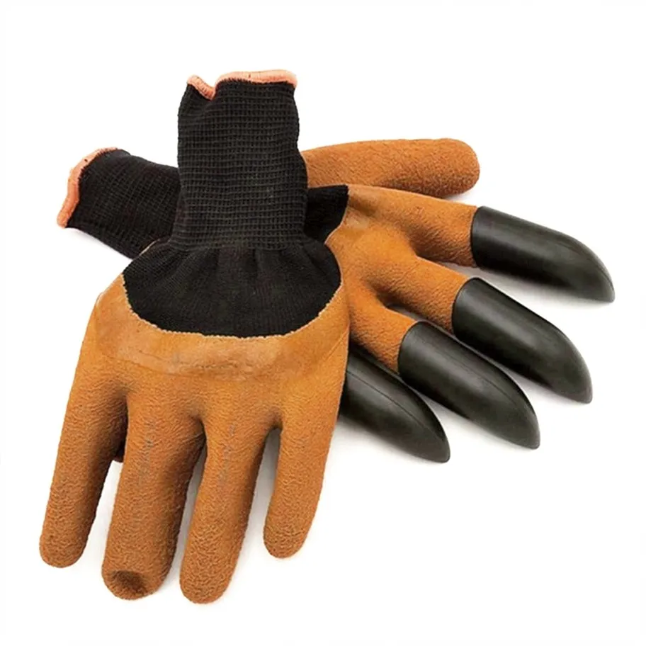 Heavy Duty Garden Farming Gloves (Pair) Washable with Right Hand Fingertips (Brown)