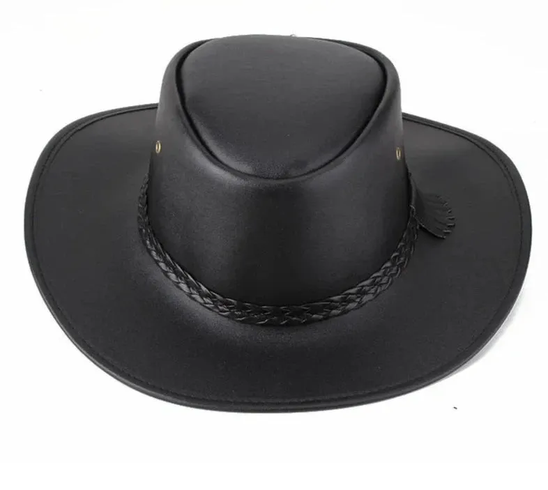 High Quality Men  Leather Western Cowboy Hat