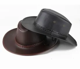 High Quality Men  Leather Western Cowboy Hat