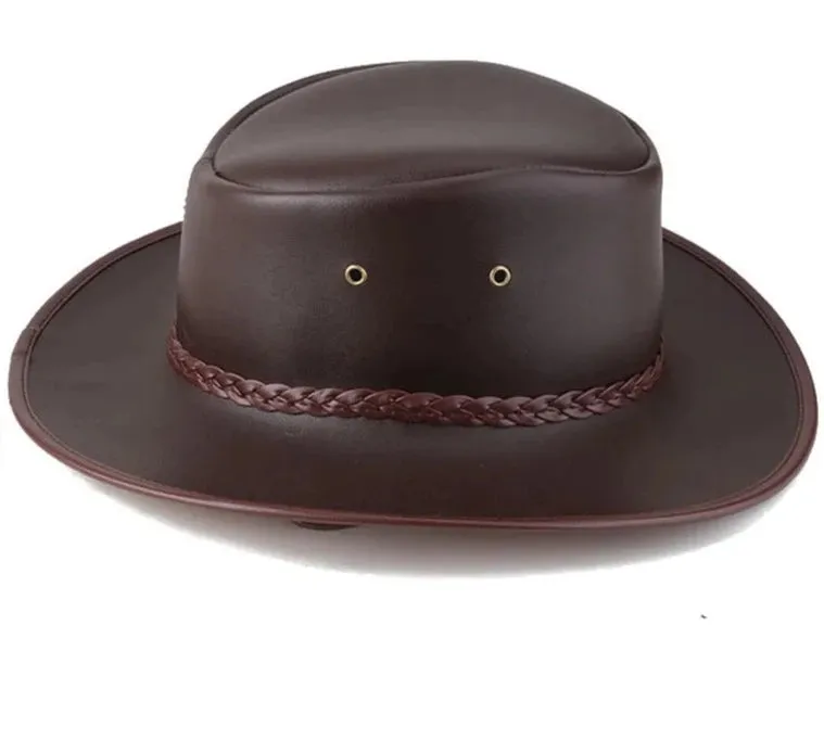 High Quality Men  Leather Western Cowboy Hat