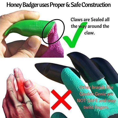 Honey Badger Digging Gloves Latex Unisex Blue Medium 8 Claws on Right Hand