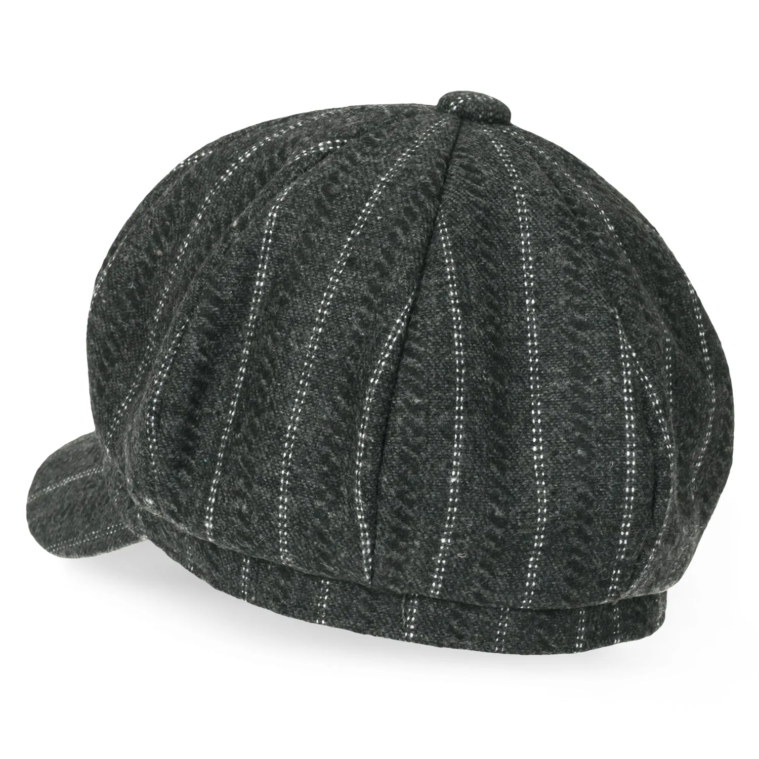 ililily 8-Pannel Wool-Blend Newsboy Cabbie Cap Stripe Duck Bill Flat Hunting Hat