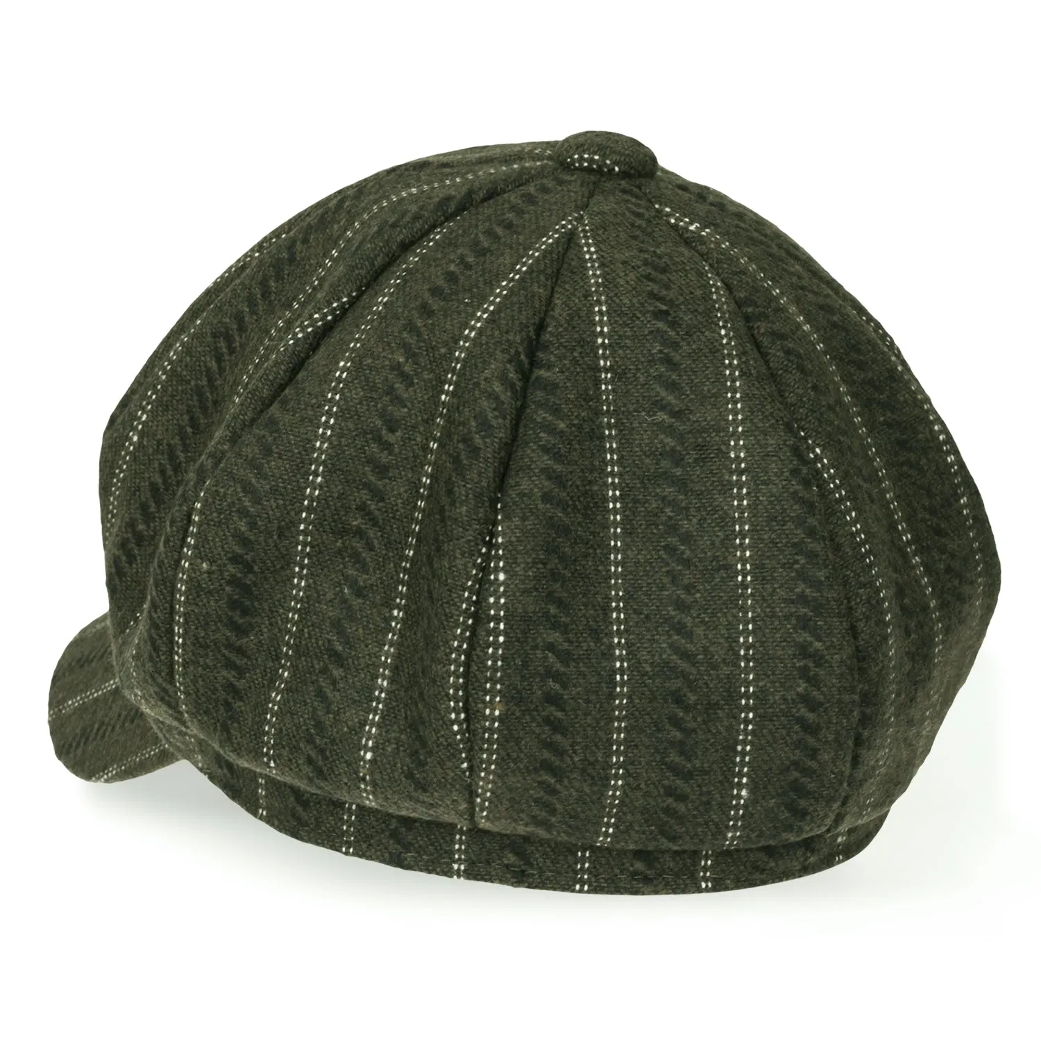 ililily 8-Pannel Wool-Blend Newsboy Cabbie Cap Stripe Duck Bill Flat Hunting Hat