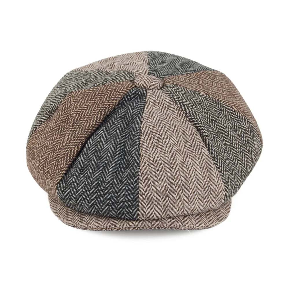 Kids Herringbone Patch Newsboy Cap - Multi-Coloured