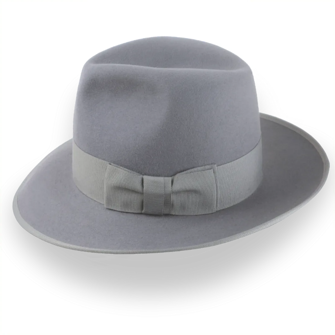 Medium Grey Tall Crown Fedora Hat in Luxurious Rabbit Fur | The Duke