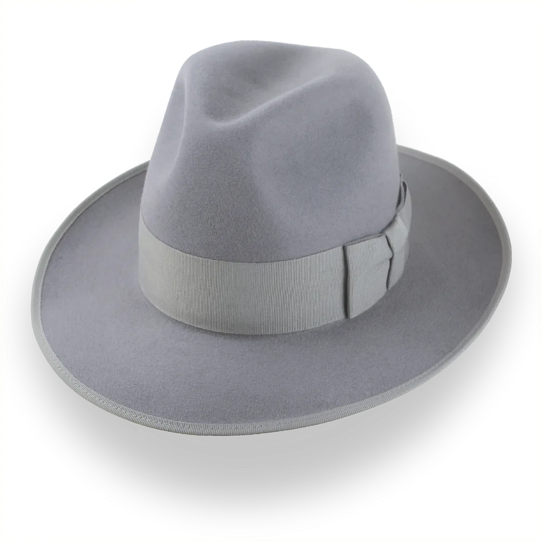 Medium Grey Tall Crown Fedora Hat in Luxurious Rabbit Fur | The Duke