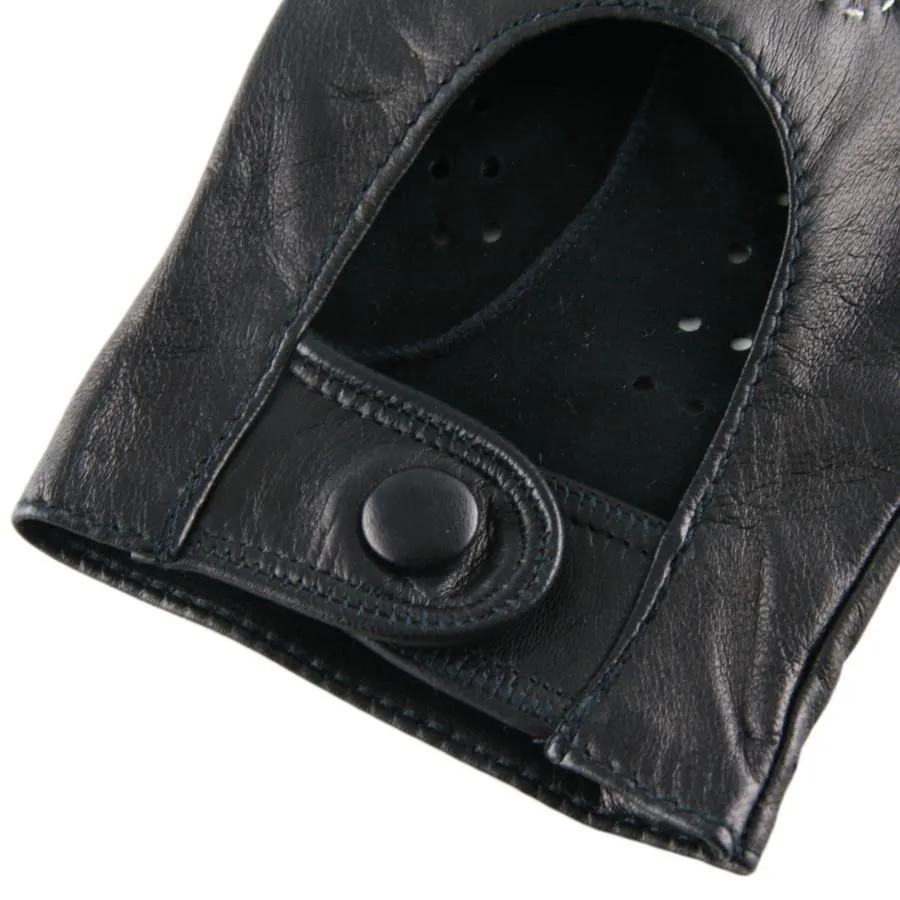 Men's Black Leather Fingerless Driving Gloves