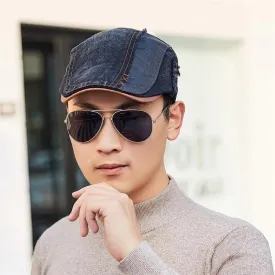 Men's Vintage Style Cotton Patchwork Newsboy Cap Visor