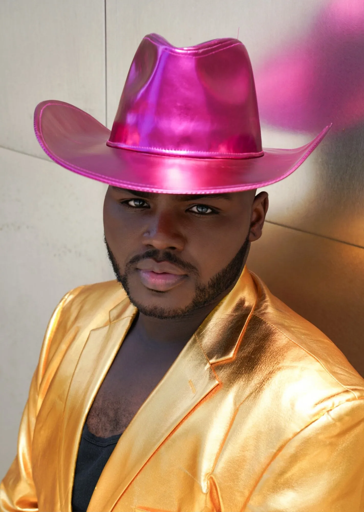 Metallic Pink Wide brim Cowboy Hat