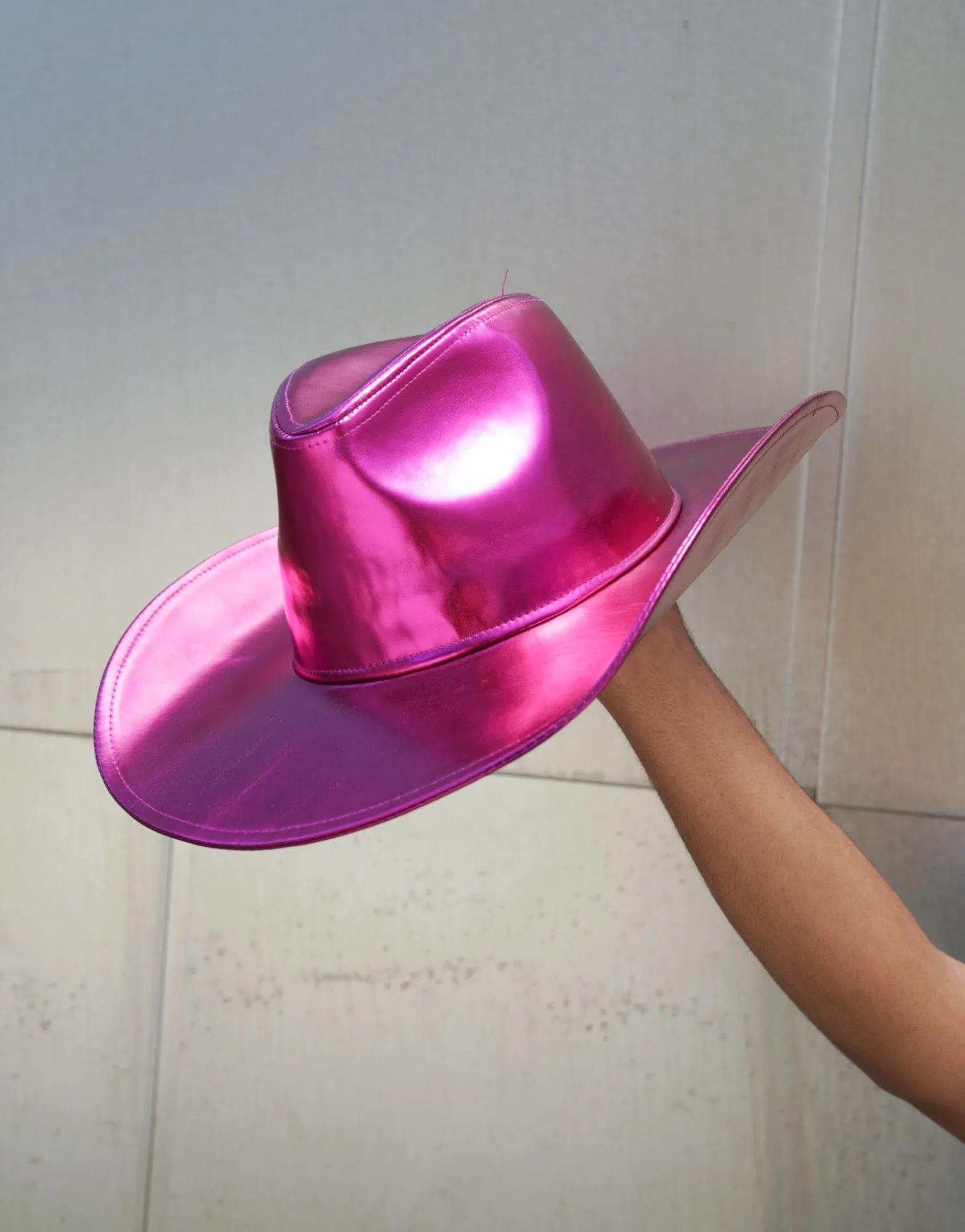 Metallic Pink Wide brim Cowboy Hat