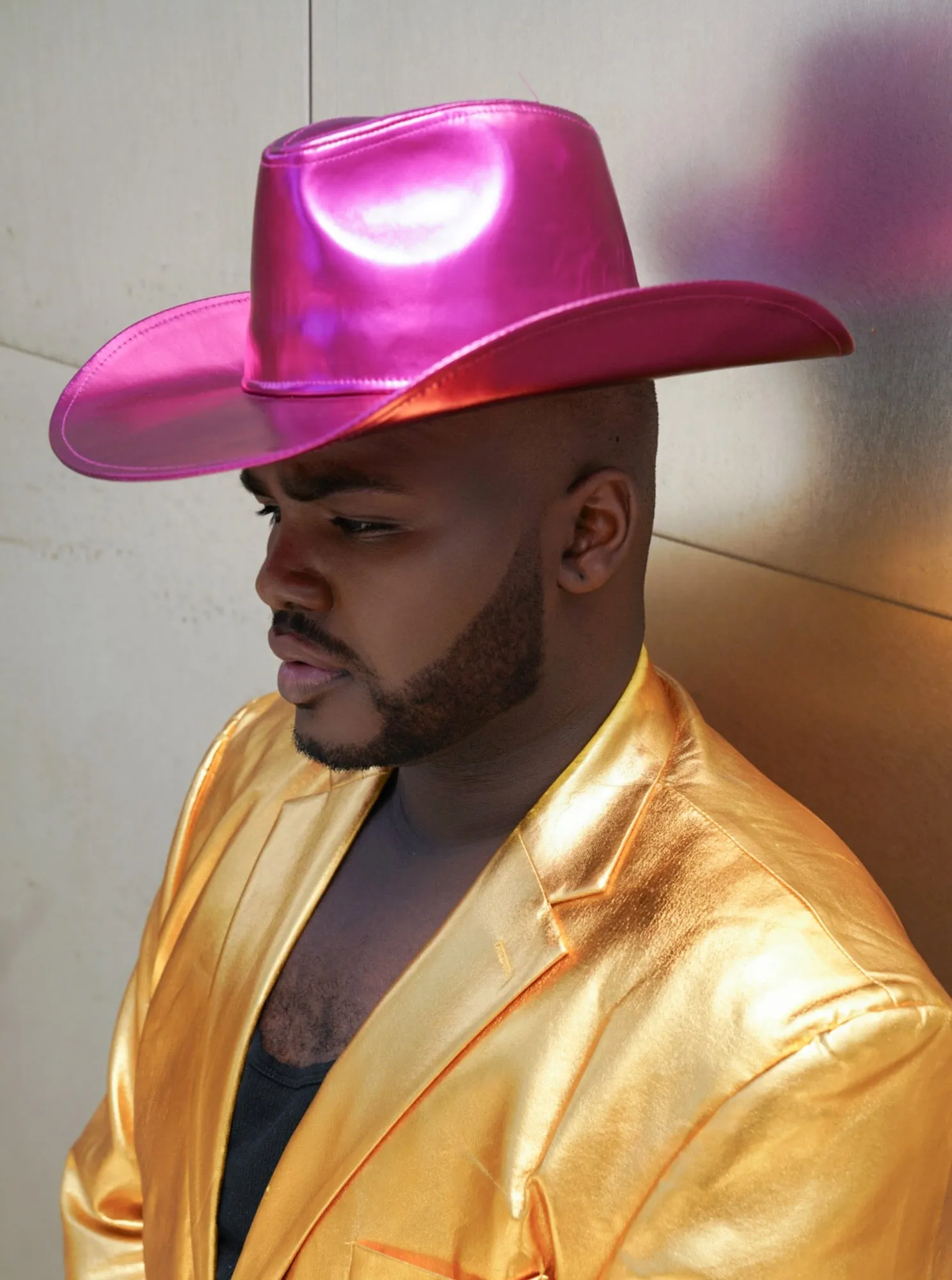 Metallic Pink Wide brim Cowboy Hat