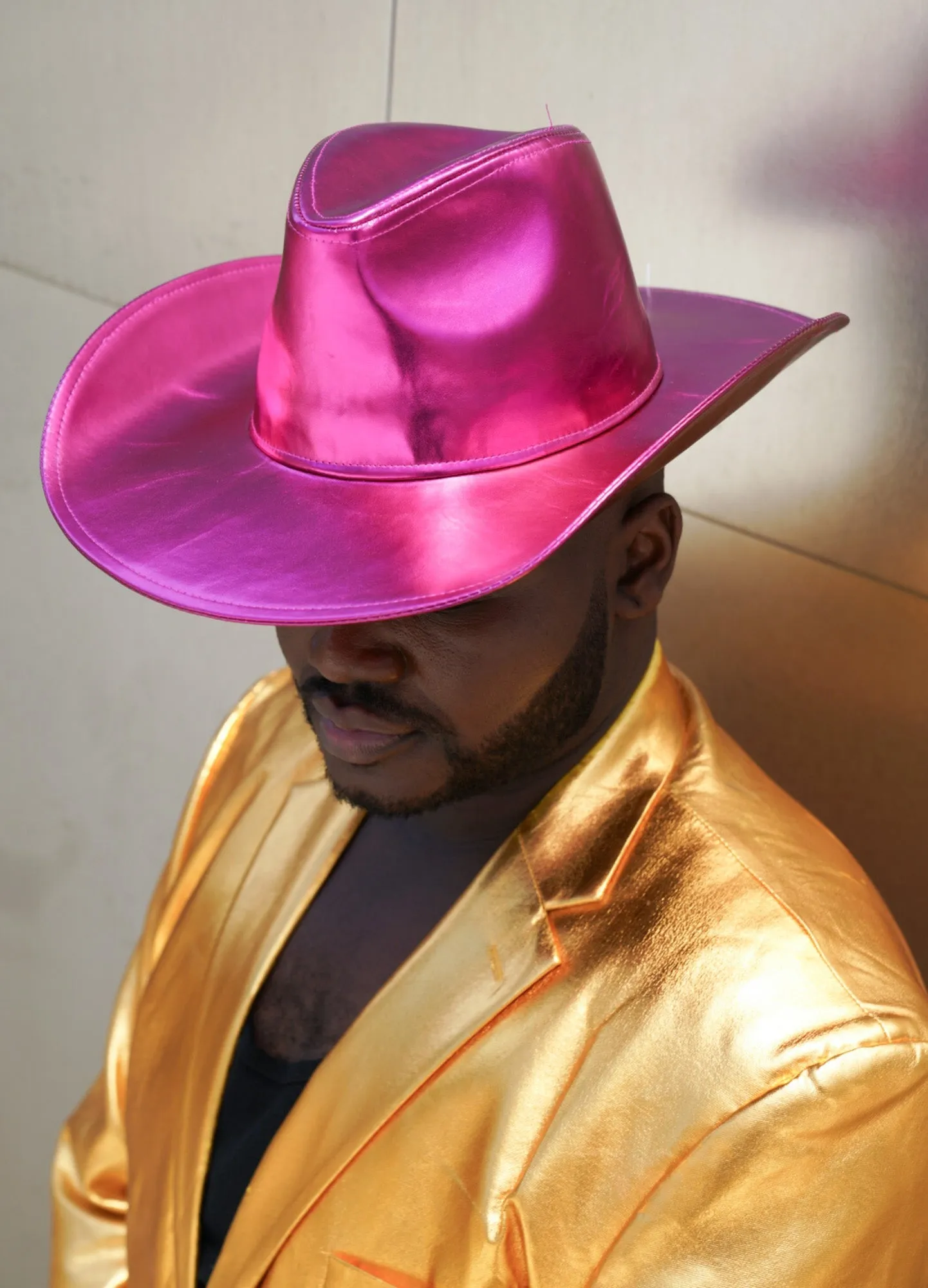 Metallic Pink Wide brim Cowboy Hat