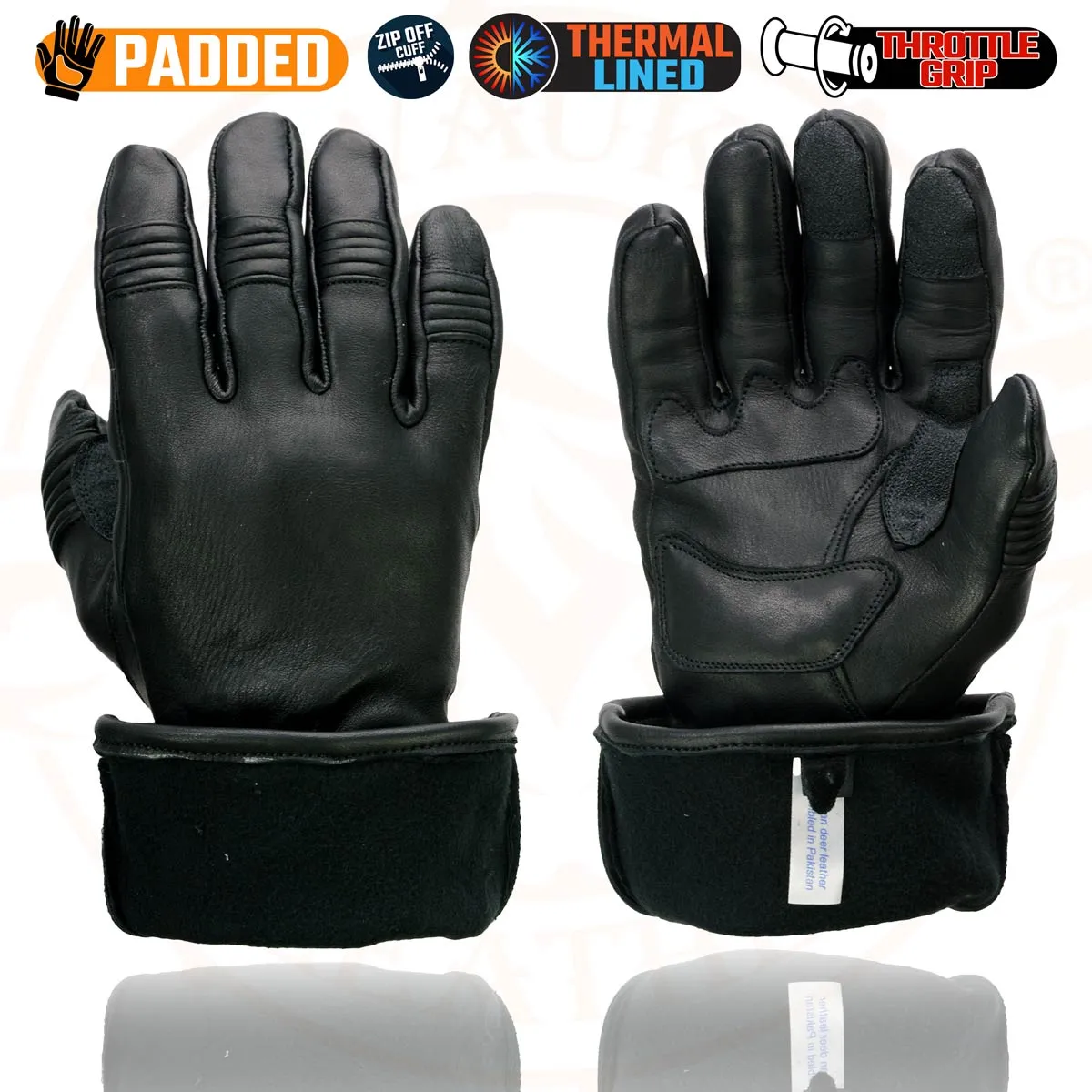 Milwaukee Leather SH852 Men's Black Deerskin Leather Gauntlet