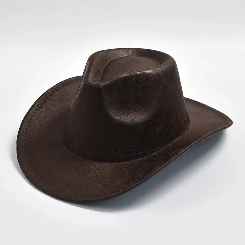 New Western Cowboy Hat Faux Leather Vintage Hats