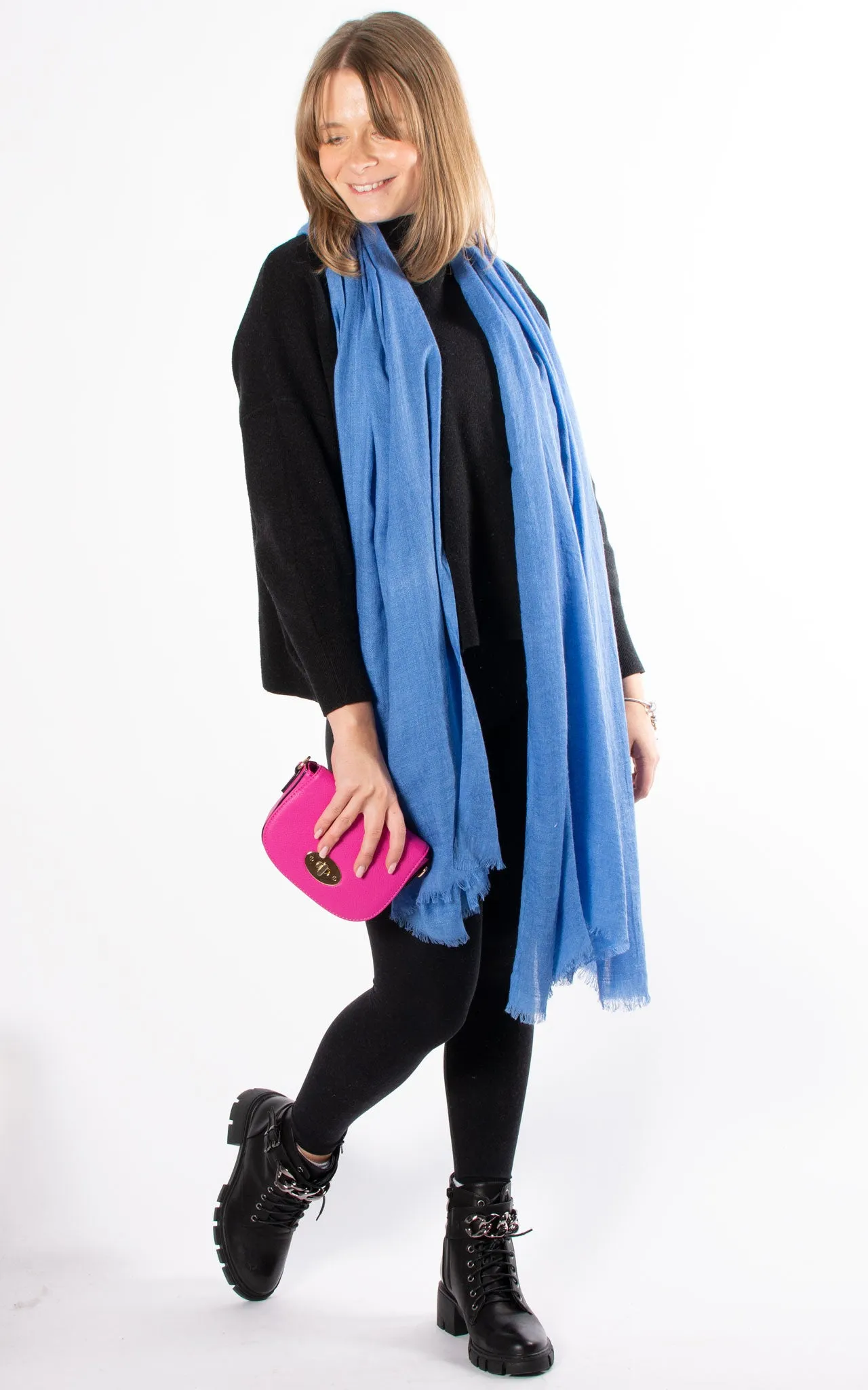 Oversized Pashmina Shawl Wrap Scarf - Blue