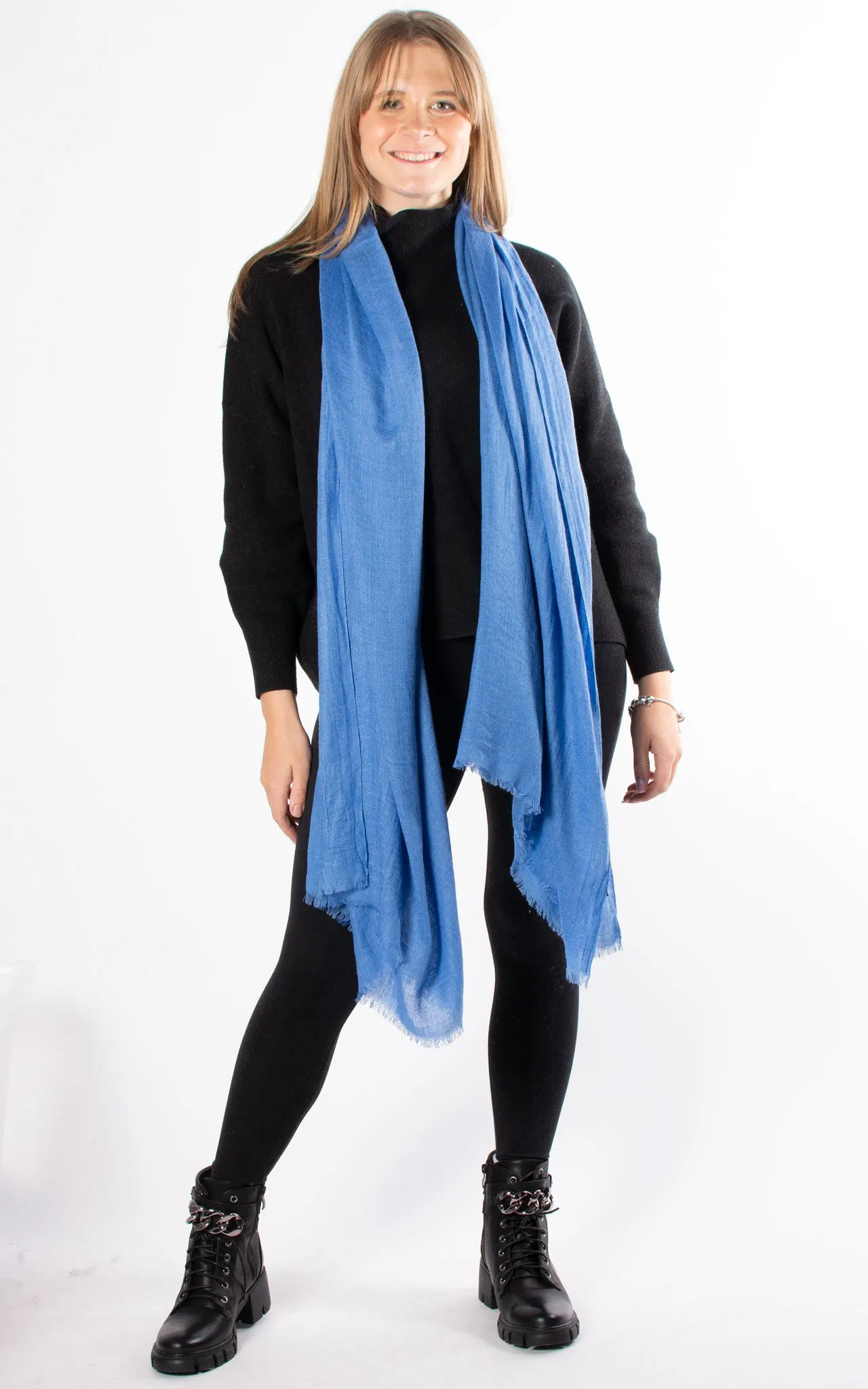 Oversized Pashmina Shawl Wrap Scarf - Blue