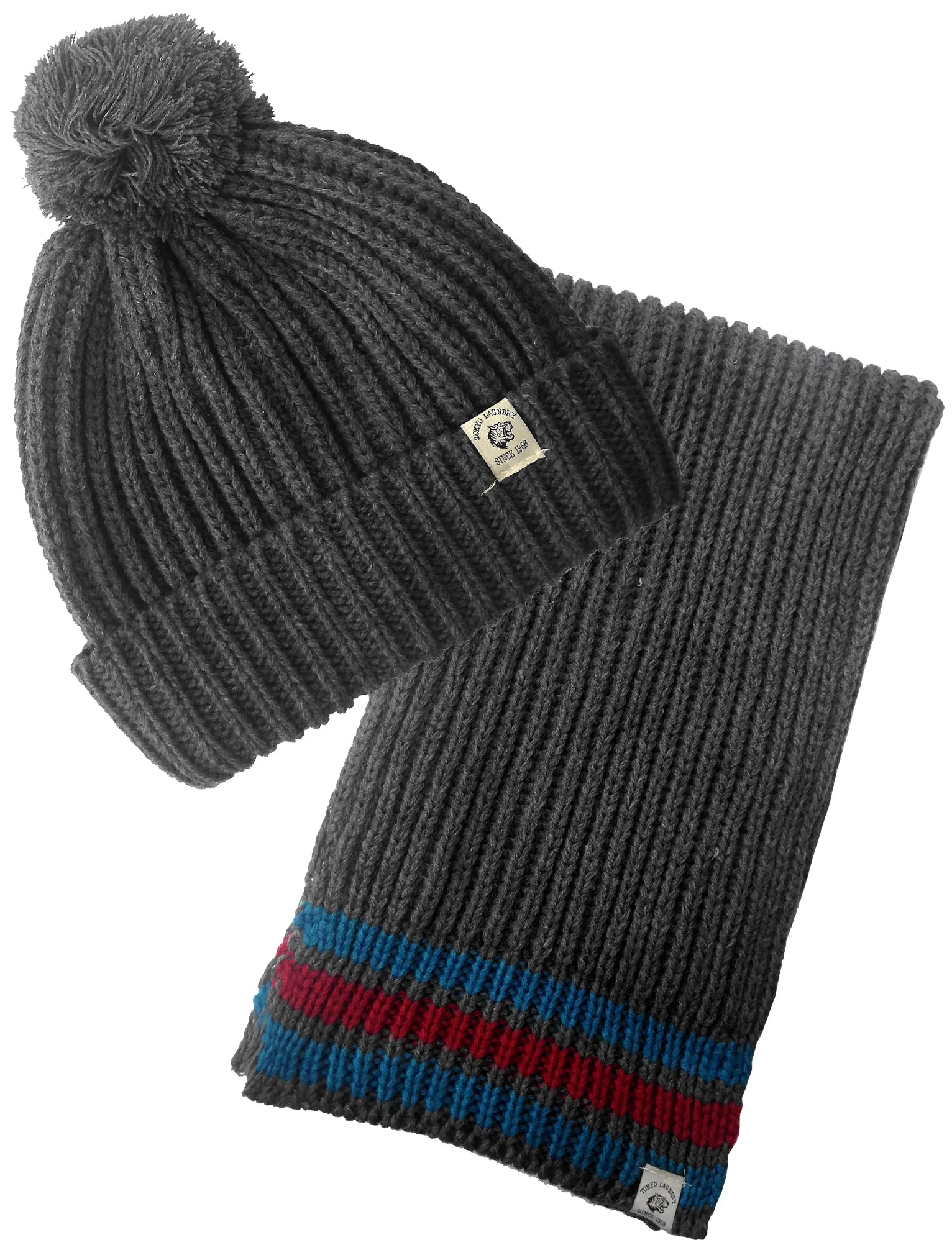 Padres Bobble Hat And Scarf 2pc Set in Charcoal Marl - Tokyo Laundry