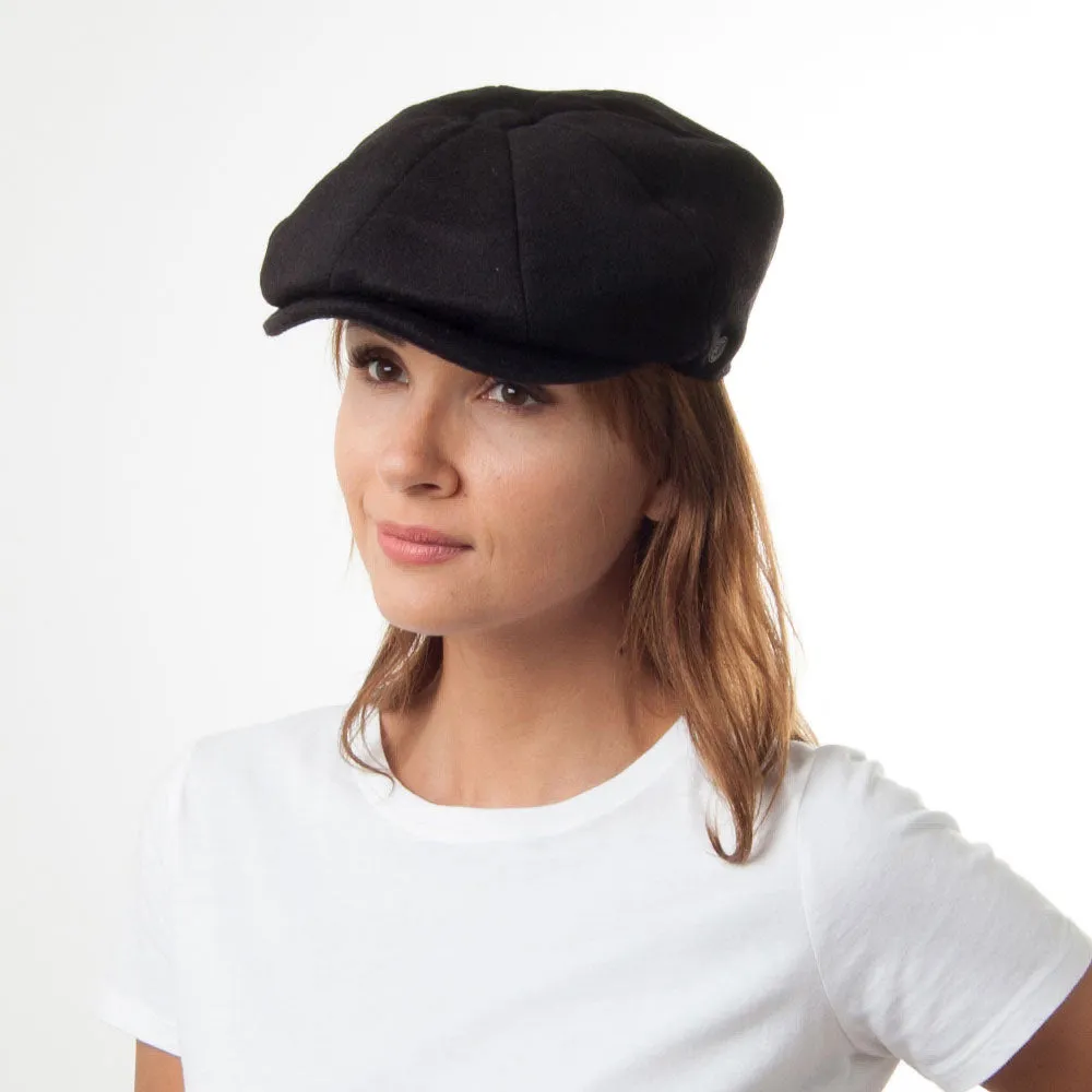 Pure Wool Harlem Newsboy Cap Black Wholesale Pack