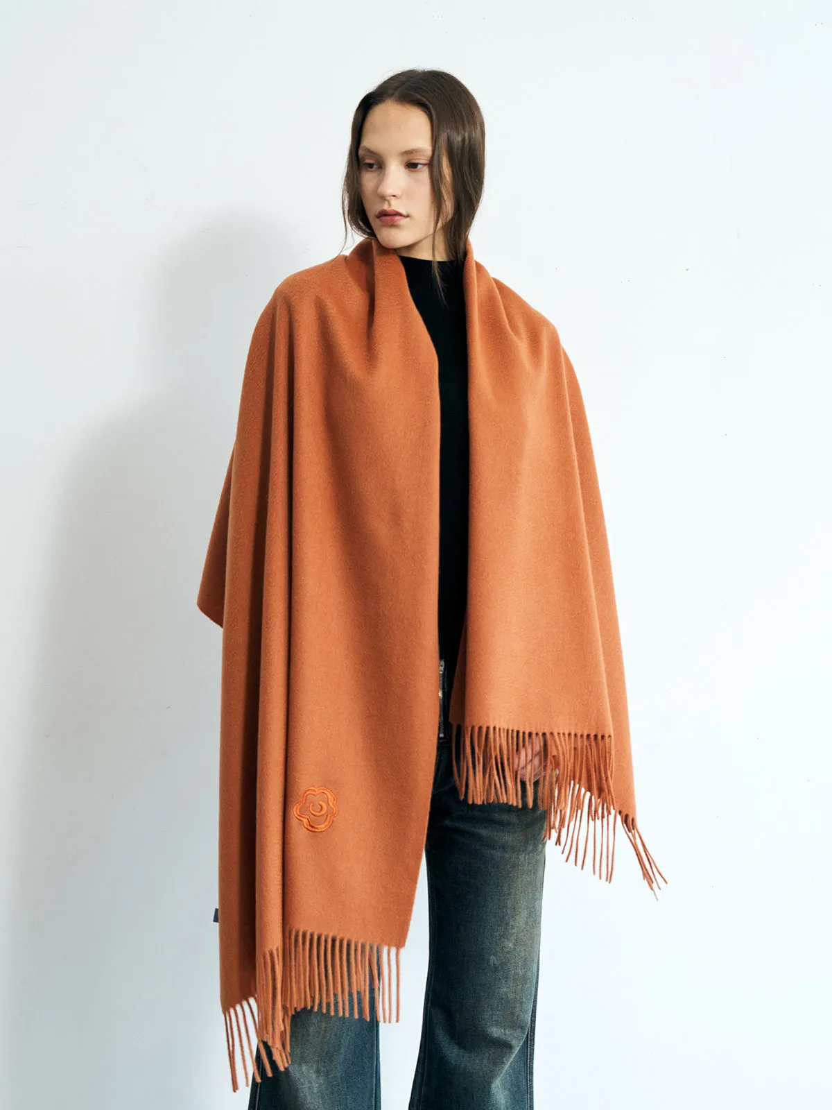 "The Big Shawl" Oversized Cashmere Wrap - Caramel