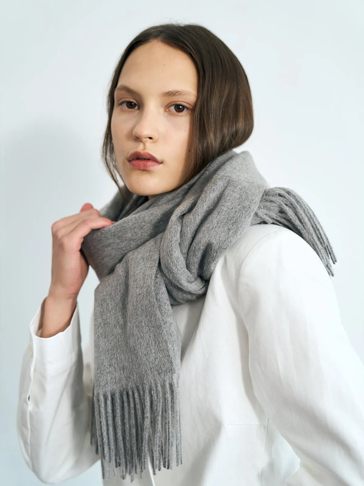 "The Big Shawl" Oversized Cashmere Wrap - Gray Melange