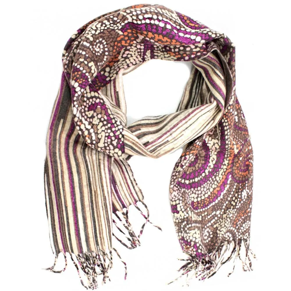 Reversible Wool Scarf - Pink/Brown