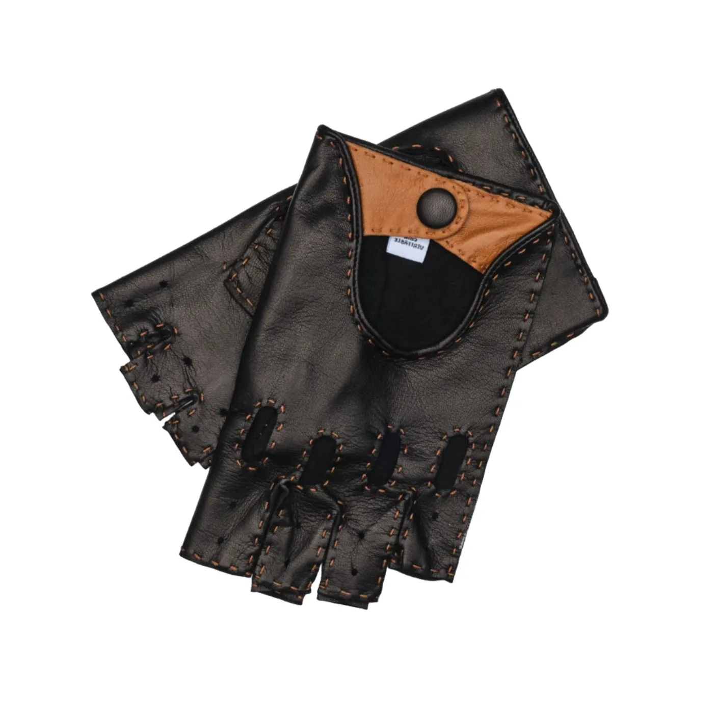 Rome BLACK and Camel Leather Driving Gloves