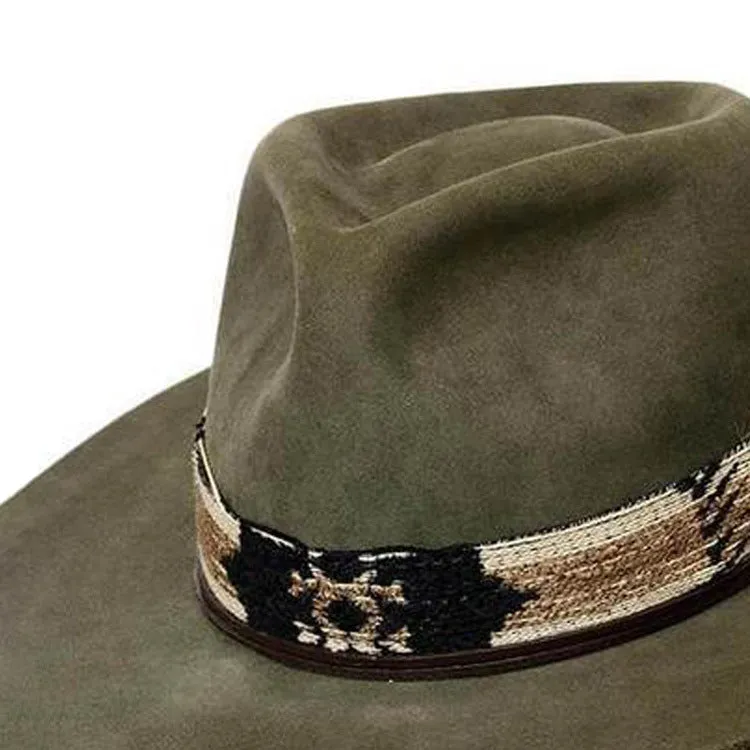 Rustic Rebel with Short Brim Green Color 2 Feathers Unique Band Loop