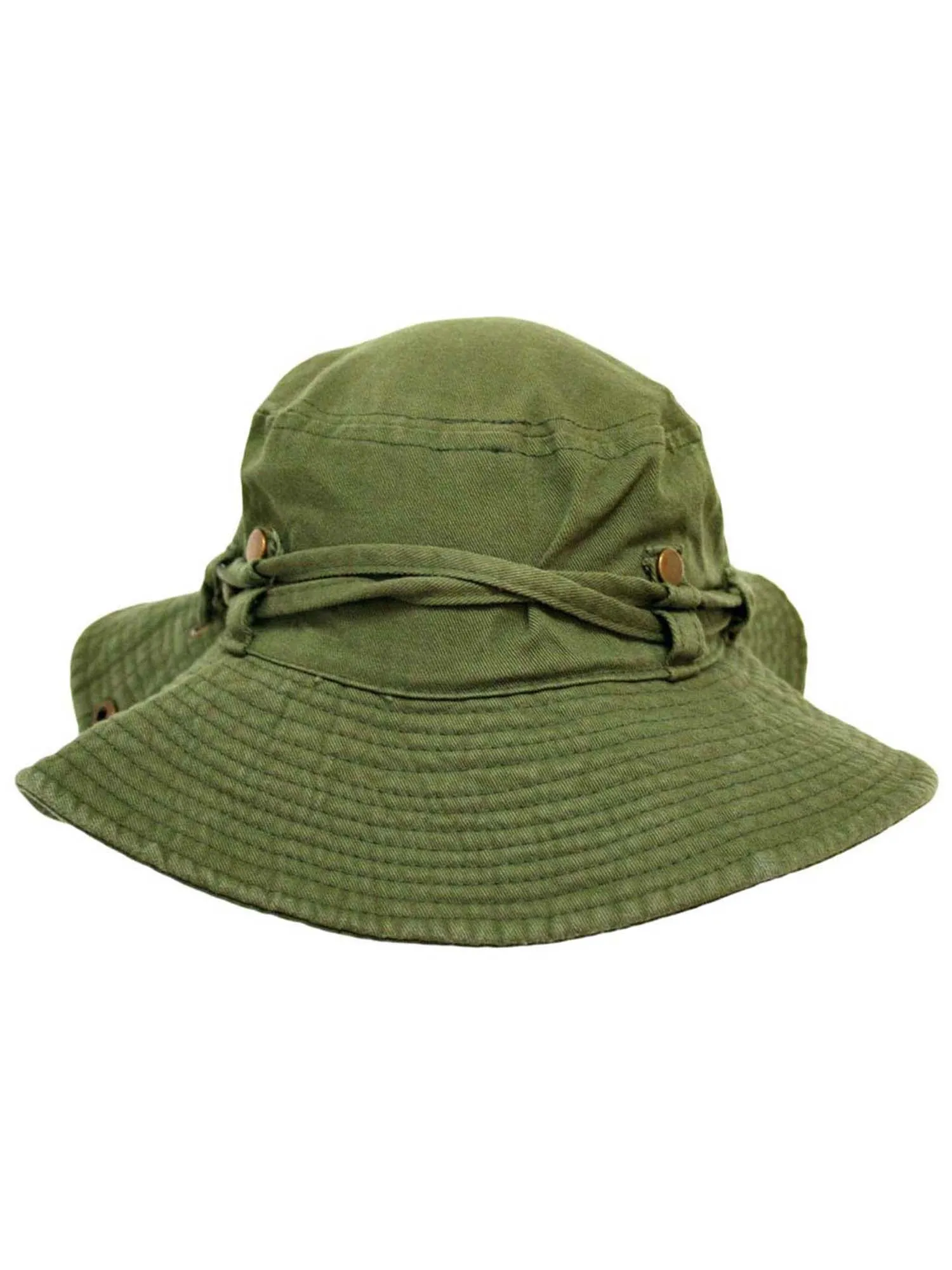 Safari Style Cotton Hat With Chin Cord & Side Snaps