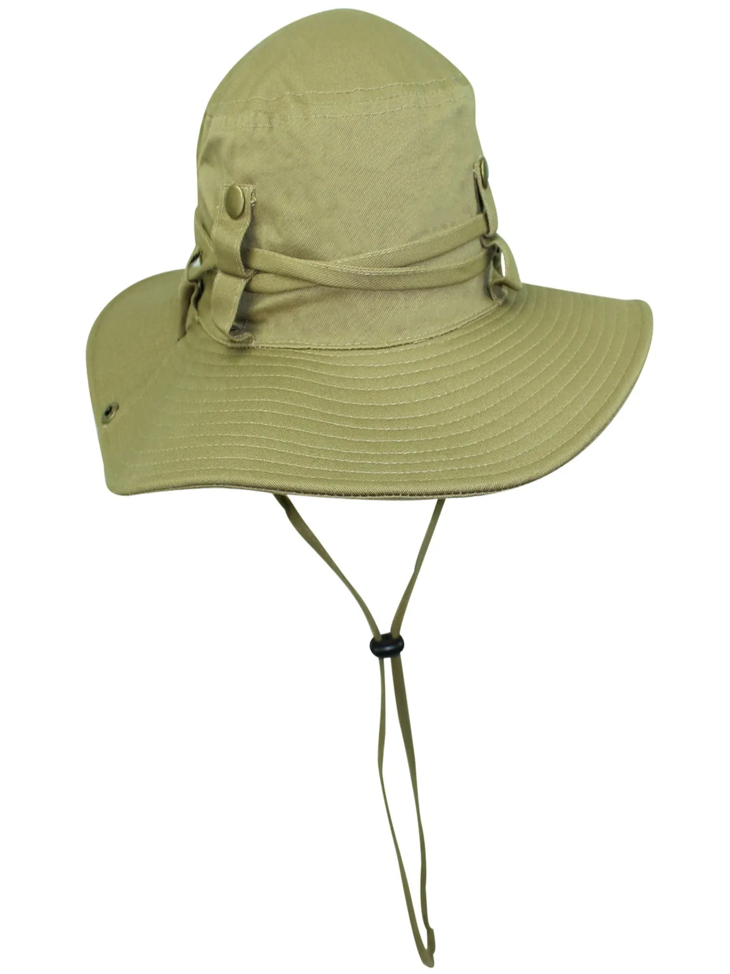 Safari Style Cotton Hat With Chin Cord & Side Snaps